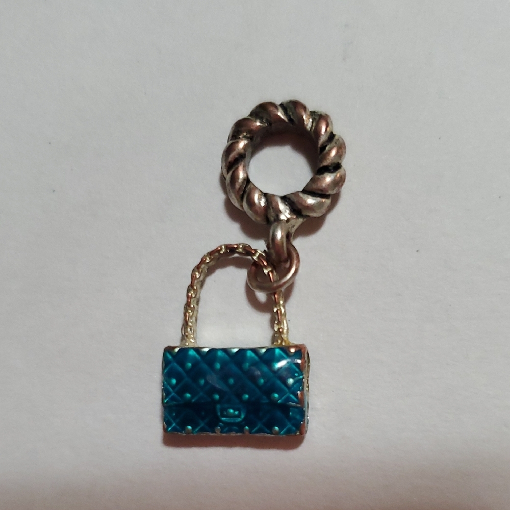Blue Quilted Handbag Charm